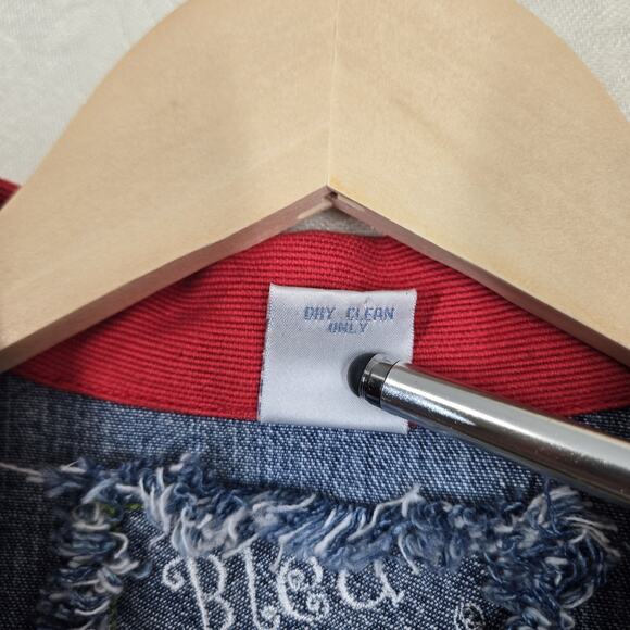 VTG Bleu Bayou Blue Denim Jacket sz M Snowman Winter Holiday Christmas Cotton - Picture 13 of 16